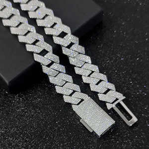 Collier Cuban Link 15 mm de large, 3 rangs, Moissanite GRA D/VVS taille brillant, style Hip Hop pour homme, plaqué or, argent sterling - Product Image 5