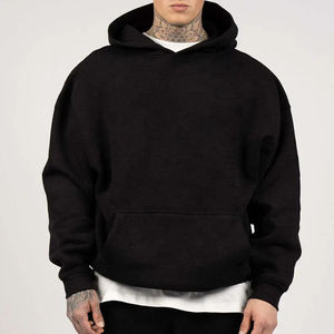 Low MOQ Blank Plain Boxy Streetwear Pullover Hoodie High Quality No Drawstrings Custom Blank Oversized Hoodie Men - Product Image 2