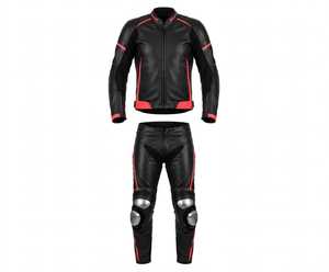 Traje de Motociclismo de Cuero Negro y Azul para Hombre, Chaqueta y Pantalones de Protección Resistentes al Viento - Product Image 5