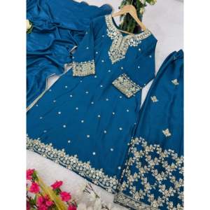 ชุดสวมใส่ด้านบนล่างและชุด dupatta สำหรับงานปาร์ตี้นักออกแบบหญิง - Product Image 1
