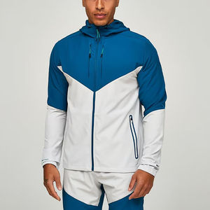 <b>Men's</b> Blue White Solid Cotton Breathable Hooded <b>Jacket</b> and Shorts Set Sporty <b>Summer</b> Outfit Quick Dry Knitted Wear - Product Image 5