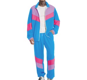 Conjunto Deportivo para Hombre con Bloques de Color, Cierre de Cremallera, Corte Holgado Informal, Pantalones Deportivos, Material de Poliéster Transpirable para Otoño - Product Image 2