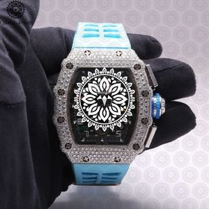 Montre de luxe pour homme Charm Jewells, acier inoxydable, cadran carré 40 mm, bracelet en acier inoxydable bleu, lunette sertie de diamants, mouvement mécanique 10 - Product Image 1
