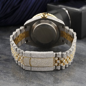 Montre de sport simple de luxe en acier inoxydable mécanique, entièrement sertie de diamants taille baguette, mouvement ETA, style Hip Hop, cadran entièrement incrusté - Product Image 4