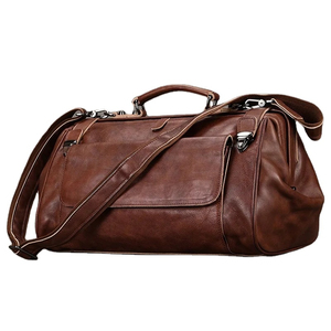 Professional Genuine <b>Leather</b> Logo Print Design Your Own Waterproof Duffle <b>Bag</b> Drawbar Adjustable Strap Zipper Closure Luxury - Product Image 3