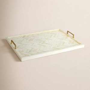 Handmade Rectangular Wood Serving Tray With <b>Mosaic</b> Inlay Pattern For Home Decoration Antique Style Decorative Tray - Product Image 4