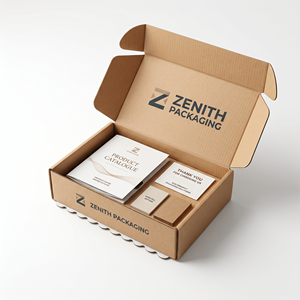 Boîtes d'expédition télescopiques en carton ondulé rigide, écologiques, portables, avec logo personnalisé, pour cadeaux d'entreprise, avec marquage UV/estampage à chaud - Product Image 1