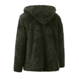 Men's <b>Hooded</b> <b>Fleece</b> <b>Jacket</b> Solid Color Regular Fit Casual Winter Warm Coat Pocket Regular Sleeve Style Embroidered Discharge - Product Image 2