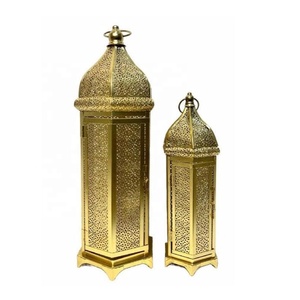<b>Moroccan</b> Metal Temple <b>Lanterns</b> Luxury Floor Hurricanes Set of 2 for Tabletop Home Decor Antique Gold <b>Lantern</b> Wedding Indoor Use - Product Image 5