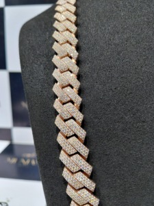 925 Sterling Silver Rose Gold Moissanite Cuban Link <b>Chain</b> Pass Diamond Tester Hip Hop <b>Iced</b> <b>Out</b> Necklace For Men - Product Image 3