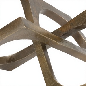 Sculpture in Aluminum with Brass is a decorative <b>object</b> It is made in India and composed modern polished sculpture intersecting - Product Image 3