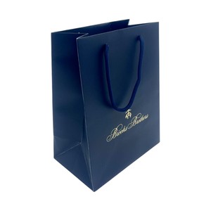 IntBOX Navy Blue Elegant Shopping <b>Bag</b> Gold Foil Logo Classic <b>Design</b> Coated Paper for Luxury Supermarket Shopping Retail Gifting - Product Image 4
