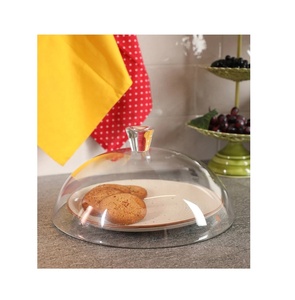 Soporte de Metal para pasteles de madera con forma redonda, tapa de vidrio, fabricante al por mayor, soporte para pastel real con tapa para el hogar y decoración - Product Image 1