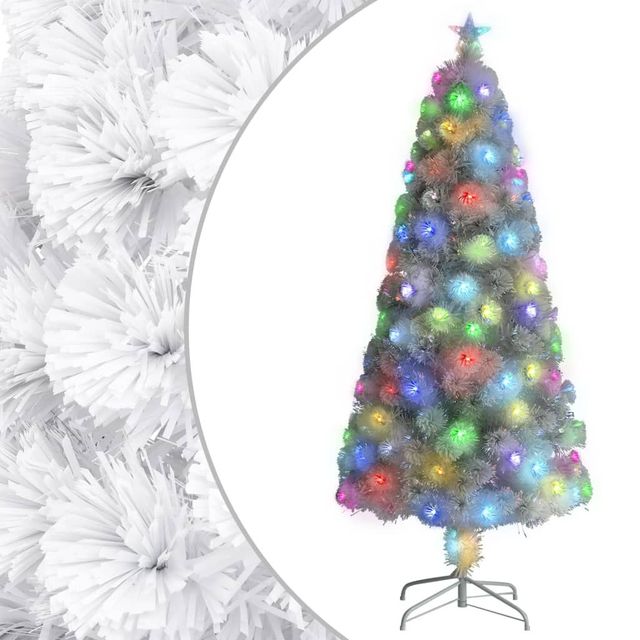 5 ft White Artificial Pre-lit Christmas Tree Fiber Optic Decorations Elegant Holiday Display