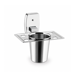 Modern Stainless Steel Tumbler <b>Holder</b> <b>Toothbrush</b> Slots Soap Storage <b>Wall</b> Mounted Bathroom Organizer Rustproof Chrome Finish - Product Image 1