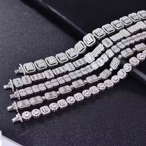 <b>Iced</b> <b>Out</b> Moissanite Tennis Link Necklace Premium Round Brilliant Cut Hip Hop <b>Chain</b> Jewelry for Men Women Gift - Product Image 5