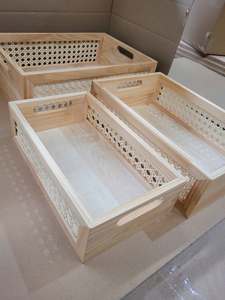 Rectangle wooden <b>boxes</b> / Walnut Wood Storage Crate Box with Rope Handle Traditional Brown for Wine Cake or <b>Gift</b> Home Decor - Product Image 3