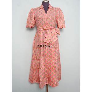 Robe midi décontractée d'été pour femmes, style doux et naturel, coupe en A, 100% coton, de haute qualité, élégante, confortable, tendance, vente en gros - Product Image 1