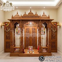 Mandir Mahalakshmi en teck traditionnel et moderne pour la maison, temple hindou en bois de luxe sur mesure pour les États-Unis