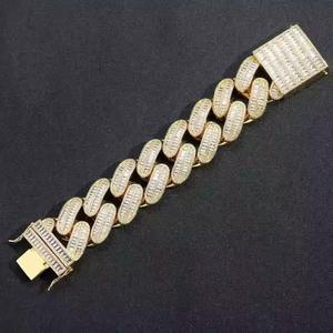 Men's 925 Silver Rhodium Plated Chain Bracelet With Zircon Inlay Hiphop Style Everyday Wear - Product Image 3