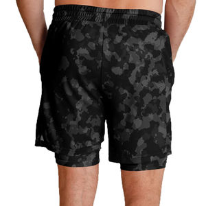 Shorts de compression 2-en-1 pour hommes, pour la gym, le fitness, la musculation et l'exercice, double couche, couleur unie - Product Image 2