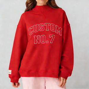 Sudadera Oversize Beige de Cuello Redondo para Mujer con Estampado de Letra N.º 7 Blanca Personalizada, 100% Algodón Tejido, Prenda de Otoño con Cuello Simulado - Product Image 2