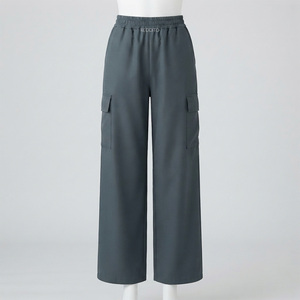 Pantalon cargo en nylon pour femme REDDITO SPORTS, taille mi-haute, coupe droite, longueur intégrale, couleur unie, taille élastique, style décontracté, en velours côtelé - Product Image 1