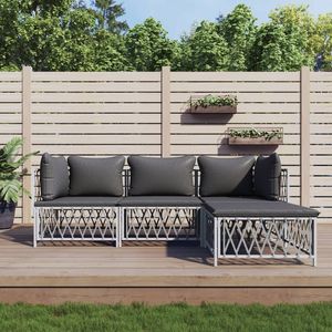 Set Lounge da Giardino Bianco e Grigio Scuro - Product Image 1