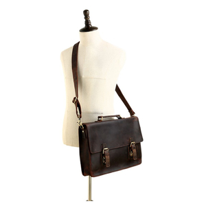 High Quality Vintage Style Full Grain <b>Leather</b> <b>Bag</b> Men's Genuine <b>Leather</b> <b>Laptop</b> Zipper Closure <b>Bag</b> - Product Image 6