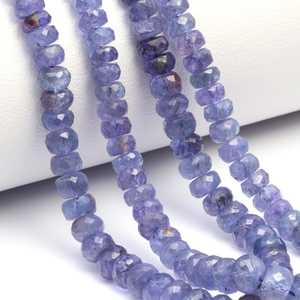 ลูกปัดแทนซาไนต์สีน้ำเงินทรงรอนเดลล์เจียระไนด้วยมือ  สำหรับทำเครื่องประดับอัญมณีธรรมชาติ วัสดุงานฝีมือ DIY - Product Image 4