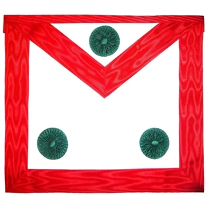 Delantal Masónico Rojo con Rosetas Moiré, Regalia Masónica, para Ceremonias, Tradicional, de Primera Calidad - Product Image 1