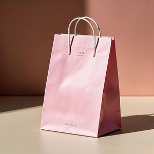 Paper Tote <b>Bags</b> Custom Logo Pink Kraft Paper Shopping <b>Bags</b> Recyclable Clothing Packaging - Product Image 3