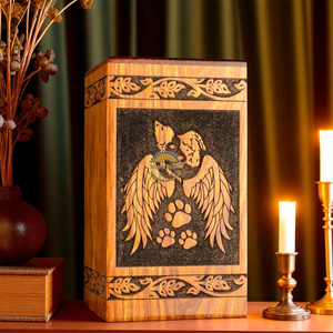 Handcrafted heels sun bird fly wave & Natural Wood Cremation Urn Ashes <b>Box</b> Artistic Funeral <b>Memorial</b> <b>Keepsake</b> by AYAANS - Product Image 2