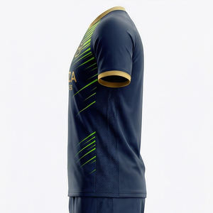 Kit de football OEM pour hommes, maillot de foot personnalisé, short respirant, uniforme d'entraînement, ensemble sportif noir et or - Product Image 4