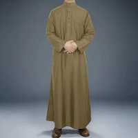 Qamis Homme de Qualité Supérieure Qatar Dubaï, Décontracté, Manches Longues, Longueur Cheville, Extensible Quadridirectionnel, Léger, Infroissable, Style Musulman