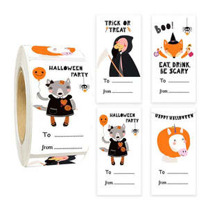 Étiquettes autocollantes rondes en acrylique thermofusible imperméables en gros pour emballages de cadeaux avec logo Halloween - Product Image 6
