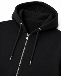 Sweat-shirt à capuche zippé noir pour homme en molleton, style streetwear décontracté, coupe oversize, personnalisable - Product Image 4