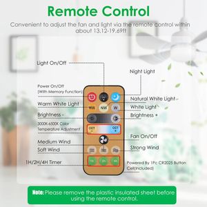 Ventilatore da soffitto a LED dimmerabile da 12 W con luci e controllo della temperatura del colore - 3 velocità del ventilatore - Product Image 5