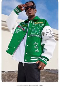 Custom Wool Wholesale Baseball Street Chenille Patch Embroidery Vintage Baseball Letterman Varsity Jacket With Leather Sleeve - Product Image 4