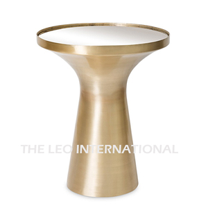 Table d'appoint moderne de luxe pour salon, en acier inoxydable poli brillant et bois, meuble artisanal, couleur émail - Product Image 2