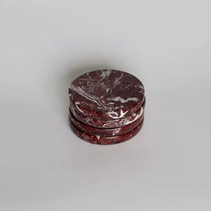 Gabriella Red Round Marble <b>Coaster</b> <b>Set</b> With Waterproof Flamed Surface Design and Natural For Gift Purpose - Product Image 1