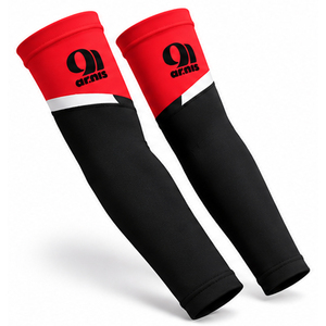 Manchons de compression Ar.nis rouge et noir, protection UV, rafraîchissants, en Spandex/Polyester, unisexe, pour le cyclisme, la course et les sports - Product Image 2