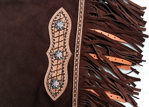Leather Western Horse <b>Chaps</b> Unisex Brown Suede Equestrian <b>Chaps</b> Adjustable Fit Black Synthetic <b>Riding</b> <b>Chaps</b> Lightweight - Product Image 4