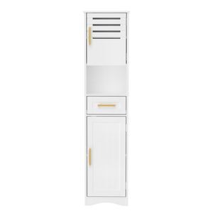 Mobiletto Alto da Bagno Autoportante Sottile con 1 Cassetto e 2 Ante, Design con 5 Caratteristiche Regolabili - Product Image 1