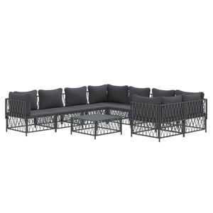 Set da Giardino Modulare in Tessuto Intrecciato Antracite, 9 Pezzi - Product Image 3