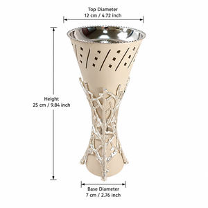 Stunning Tall Incense <b>Burner</b> Set Featuring Cutwork Tops And Intricate <b>Silver</b> Branch Stands In Two Chic Neutral Colors For Decor - Product Image 5