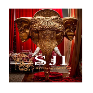 Traditional <b>Elephant</b> Face Statues for Wedding and Diwali <b>Decor</b> Fiber Material Tabletop Installation - Product Image 1