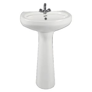 Vente exclusive d'évier sur pied en céramique blanche de haute qualité monotrou ovale au sol lavabo à main capacité 20L 5 ans - Product Image 1