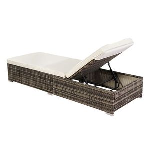 Lettino Prendisole Singolo in Rattan per Esterni, Elegante Sdraio per Relax a Bordo Piscina - Product Image 3