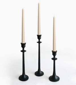 6-Piece Tiered Gold Metal Candlestick Set - Flared Tulip Top Candleholder with <b>Weighted</b> Conical Base - Product Image 5